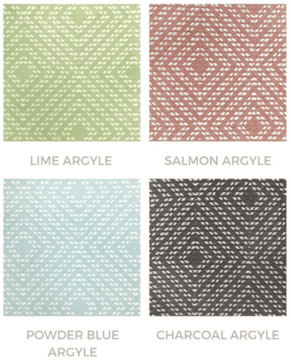 four material swatches of diferent fabric options