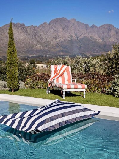 pool pillow blue and white stripe