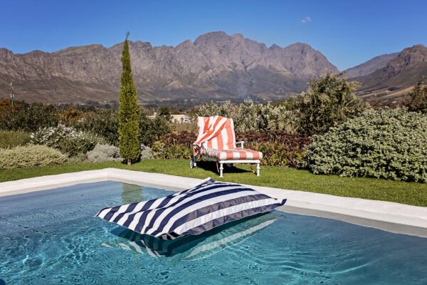 pool pillow blue and white stripe