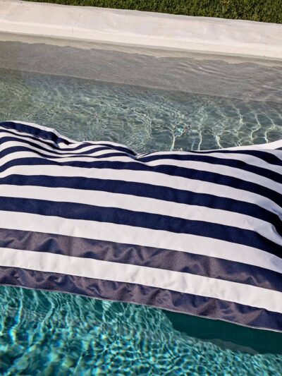 pool pillow blue and white stripe