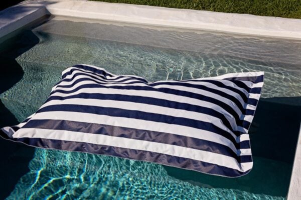 pool pillow blue and white stripe