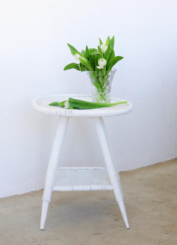 Handwoven Side Table White