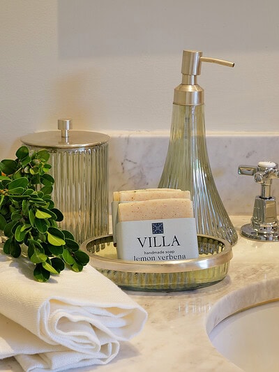 retro soap dish next to a basin