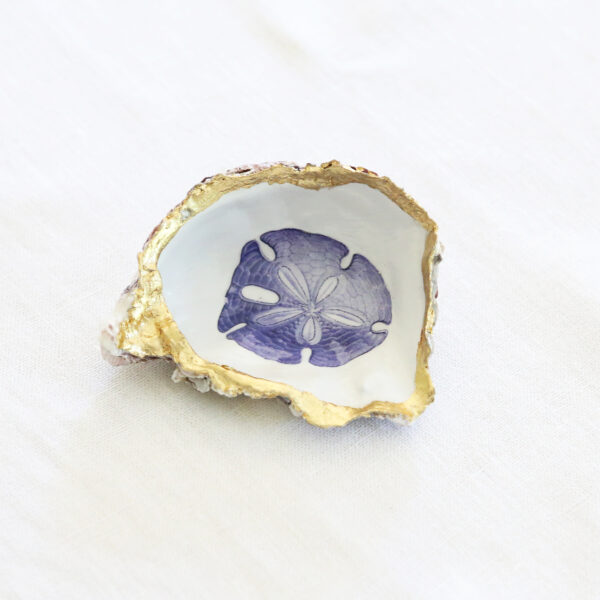 docorated oyster shell dish_pansy shell