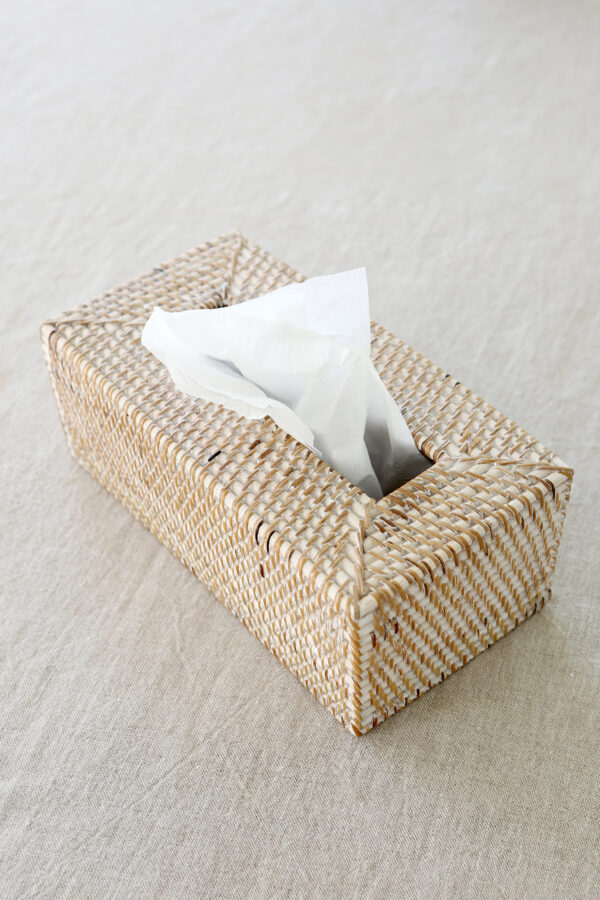 Tissue Box Rattan Whitewashed - Image 3