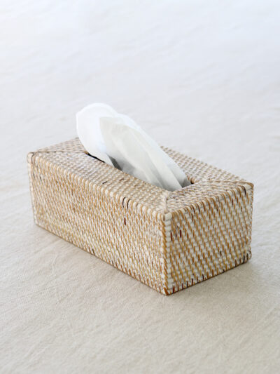 Tissue Box Rattan Whitewashed