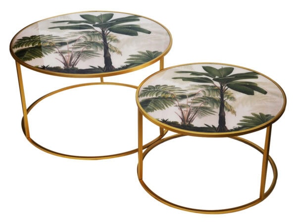 Palm Coffee motif Tables Set