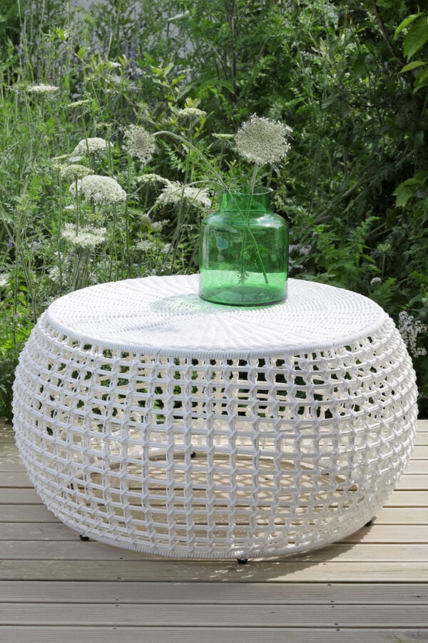 eco outdoor table and vase