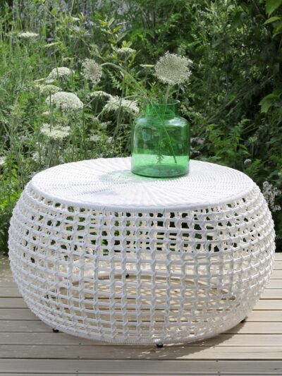 eco outdoor table and vase