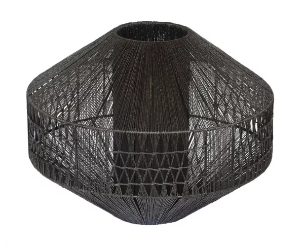 Jute Pendant Gem shaped light in black