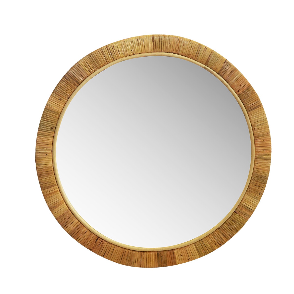 Round rattan mirror
