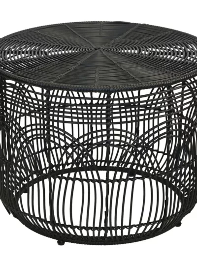 Outdoor table woven natural materials in black