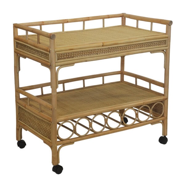 Rattan drinks Trolley Natural