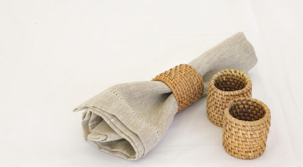 Rattan Serviette Rings Set