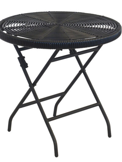 black folding back bistro table