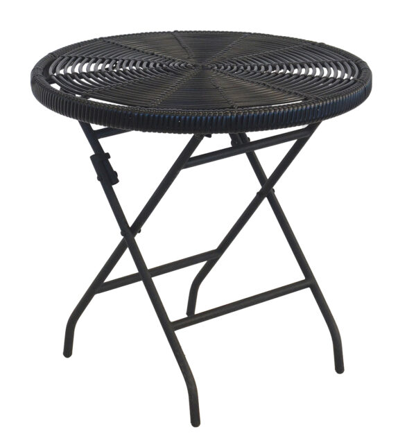 black folding back bistro table
