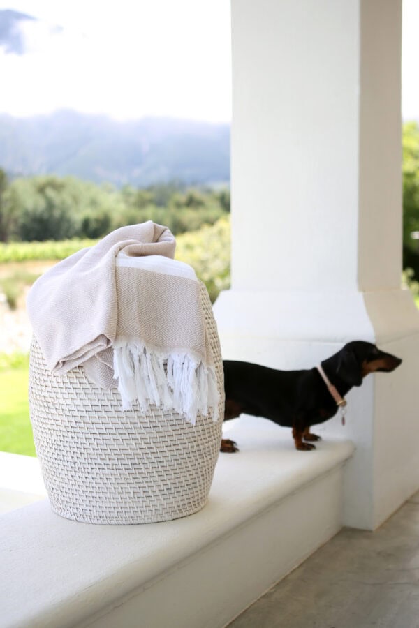 Rattan Stool Whitewashed - Image 3