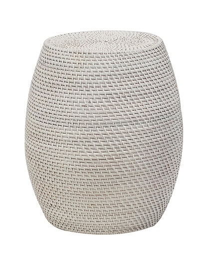 Rattan Stool Whitewashed
