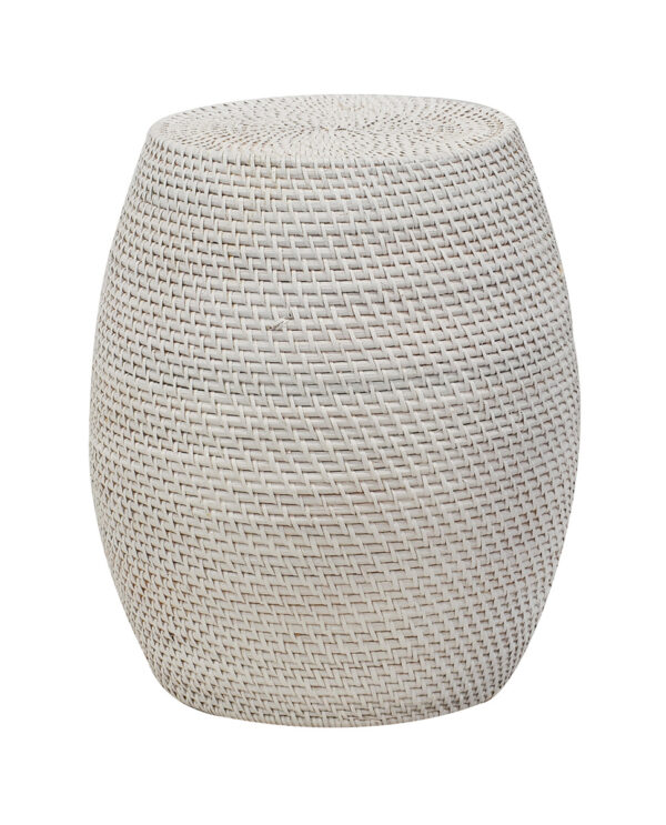 Rattan Stool Whitewashed