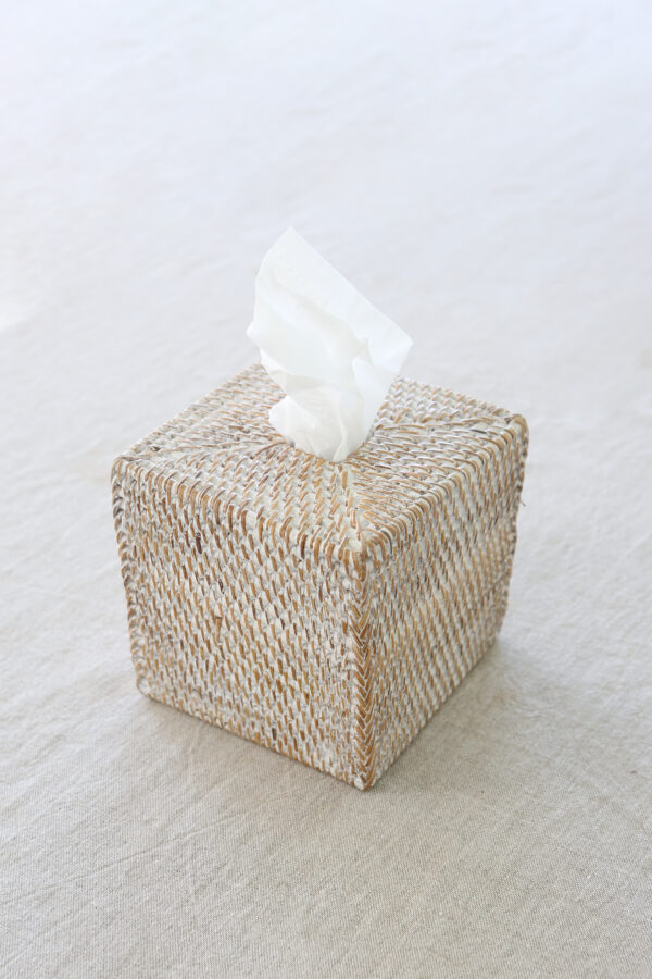 Tissue Box Square Whitewashed