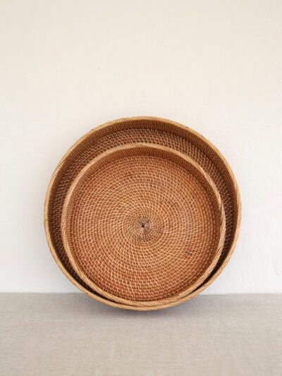 Set of Round Rattan Trays