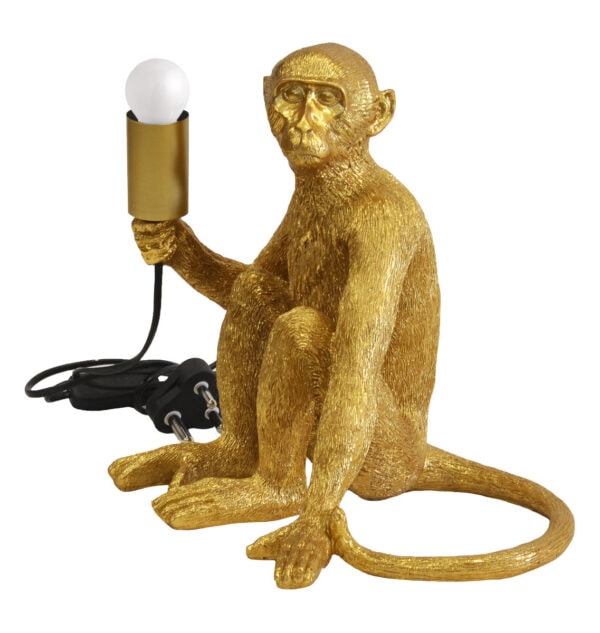 Seated Gold Monkey Lamp