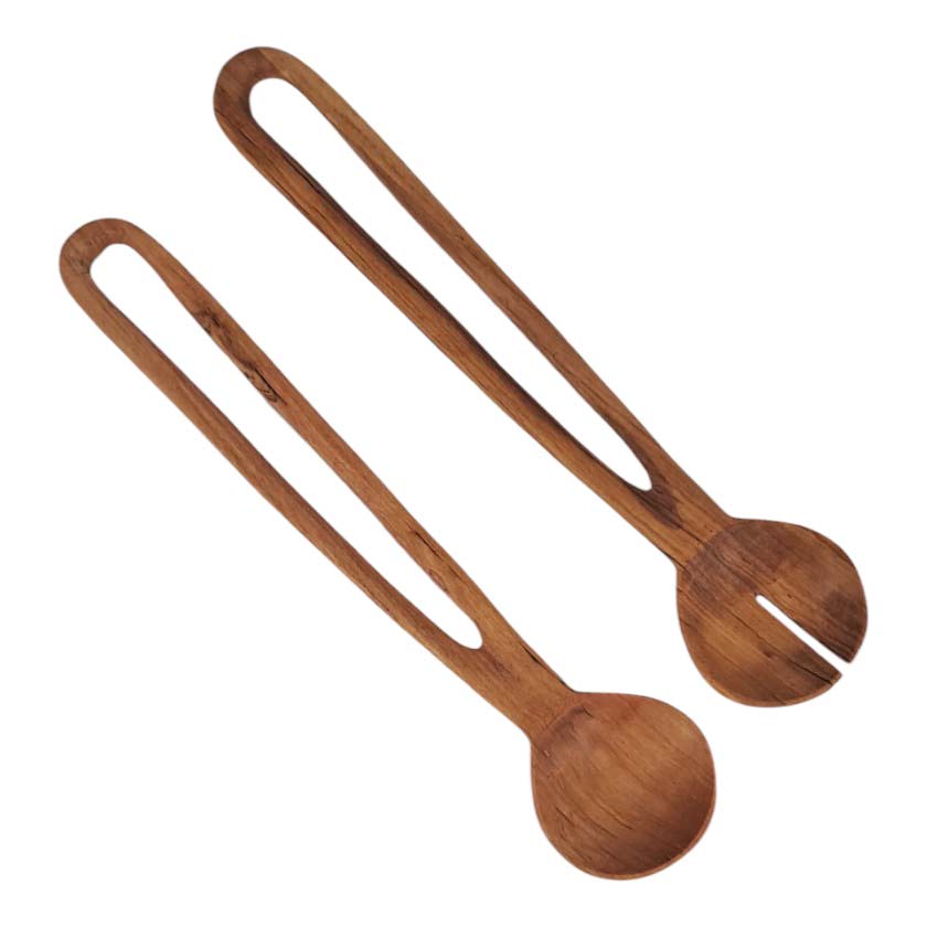 Wooden Salad Servers - Safety Pin Design
