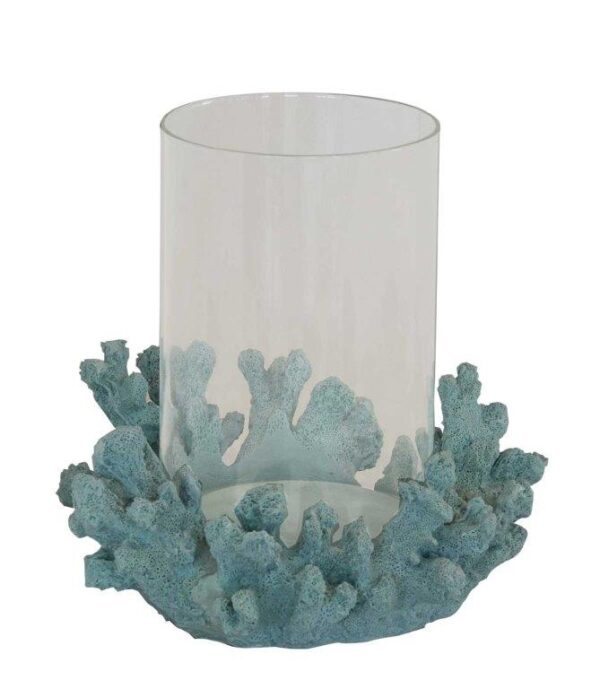 Coral Hurricane Lantern Aqua