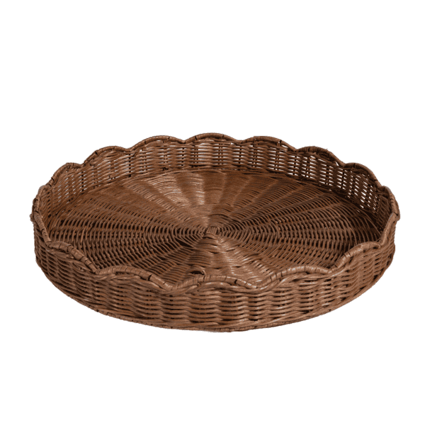 Scalloped Rattan Tray