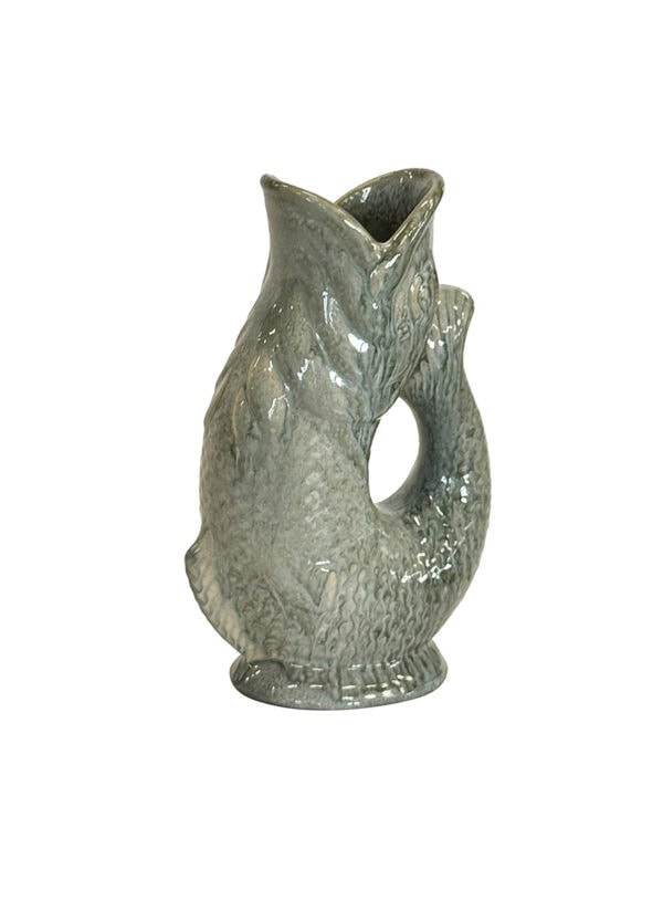 Ceramic Koi Fish Jug Light Blue