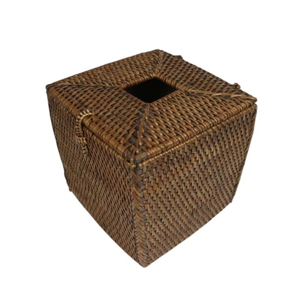 Tissue Box Square Dark Rattan